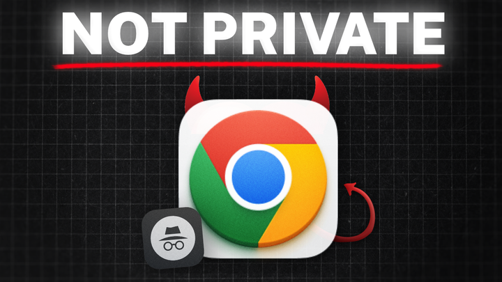 In the center is a chrome logo with devil horns and the incognito logo, above it is the words "NOT PRIVAT